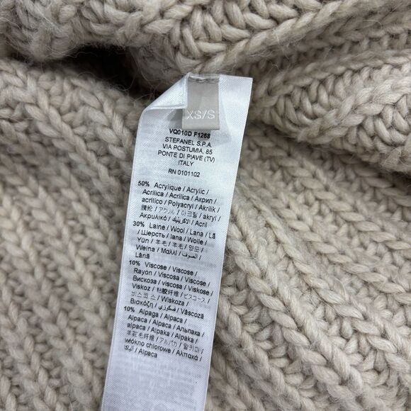 Stefanel Knit Poncho Womens Size XS S Wool Alpaca Blend Italian Yarn Cream Zip - Picture 6 of 6